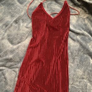 Lace Up Back Ribbed Velvet Dress